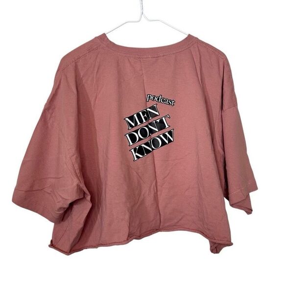 Podcast Men Dont Know Addicted To Designer Cotton Blend Cropped Tee Mauve Large - Picture 3 of 3